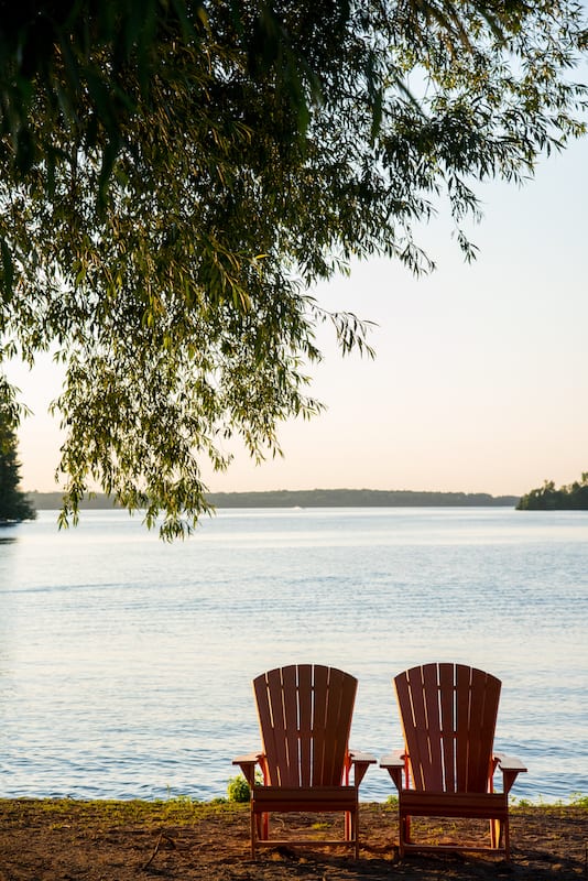 Muskoka Chairs on the beach at Fern Resort